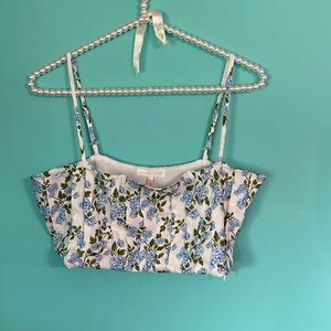 NWT KREWE DU Q Resort wear Floral Cropped Top